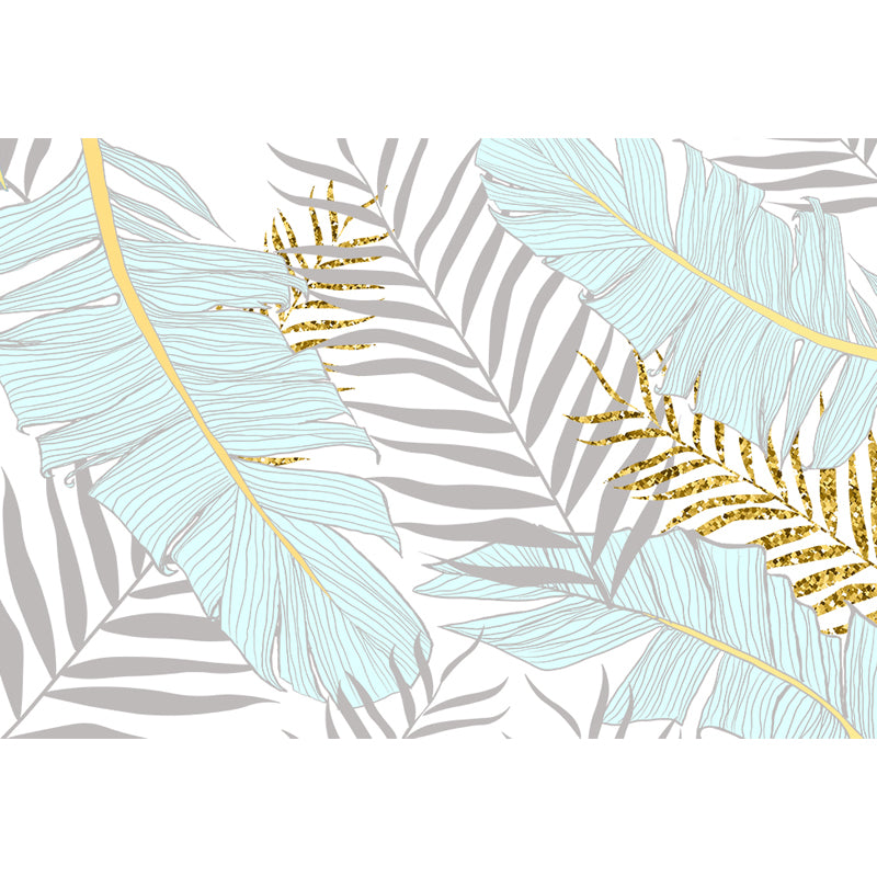 Leaves Print Wall Mural Tropical Washable Living Room Wall Covering, Personalize Clearhalo 'Wall Decor' 'Wall Mural' 1647492