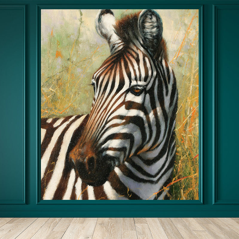 Contemporary Africa Zebra Mural Decal Pastel Color Natural Animals Wall Covering Clearhalo 'Wall Decor' 'Wall Mural' 1647500