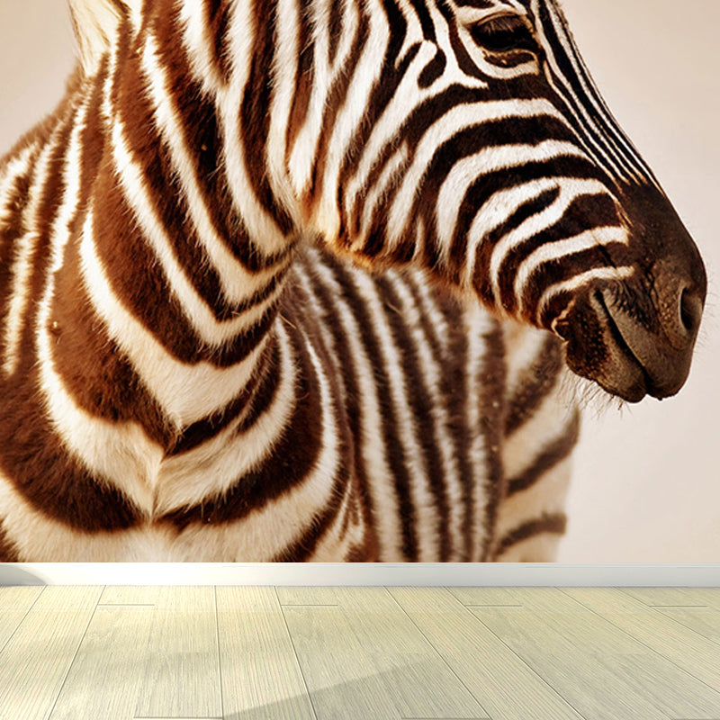 Contemporary Africa Zebra Mural Decal Pastel Color Natural Animals Wall Covering Clearhalo 'Wall Decor' 'Wall Mural' 1647511