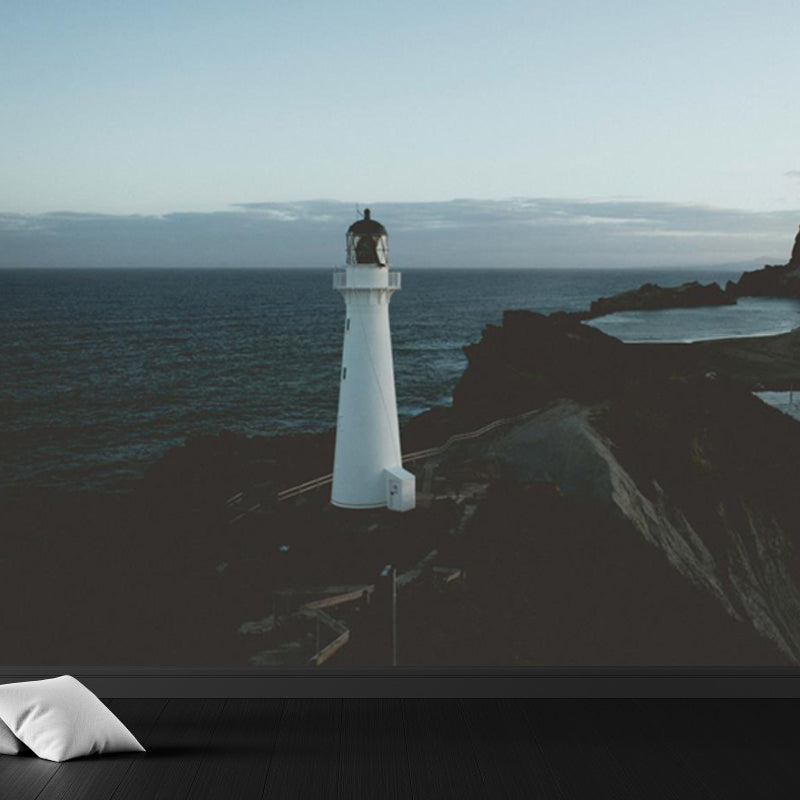 Photography Beacon at Night Mural Decal for Living Room, Light Color, Custom Printed Clearhalo 'Wall Decor' 'Wall Mural' 1647520