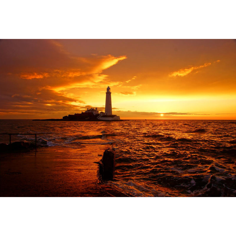 Photography Beacon at Night Mural Decal for Living Room, Light Color, Custom Printed Clearhalo 'Wall Decor' 'Wall Mural' 1647532