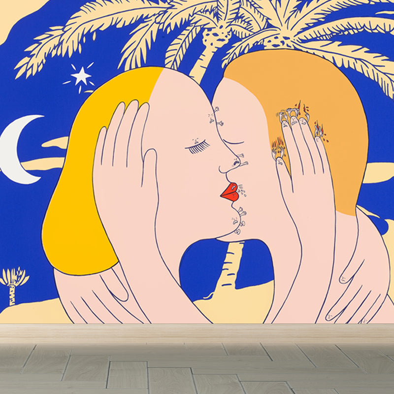 Soft Color Pop Art Mural Contemporary Aesthetic Stain-Proof Wall Decor for Playroom Clearhalo 'Wall Decor' 'Wall Mural' 1647535