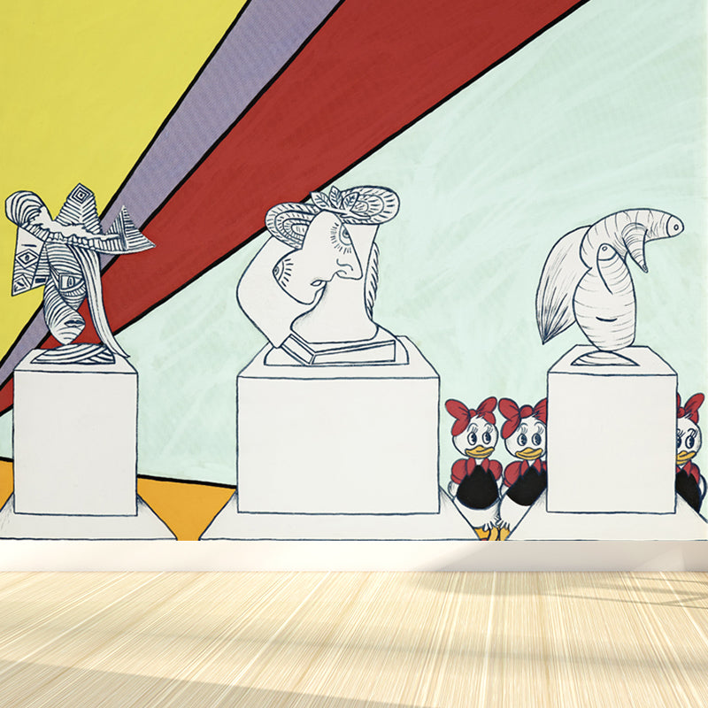 Soft Color Pop Art Mural Contemporary Aesthetic Stain-Proof Wall Decor for Playroom Red Clearhalo 'Wall Decor' 'Wall Mural' 1647549