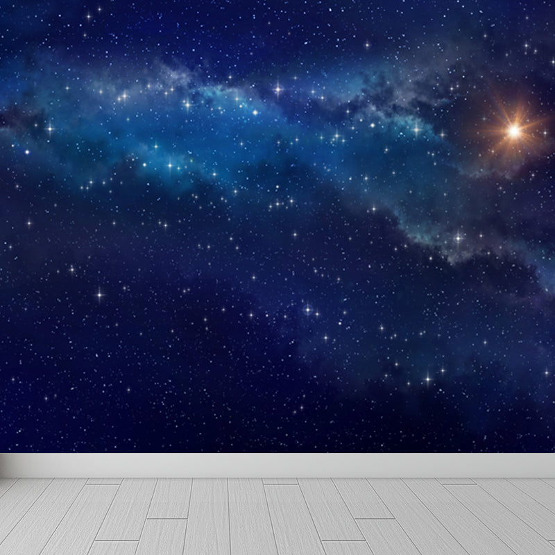 Magical Constellations View Mural Decal for Playroom, Blue, Custom Size Available Blue Design 1 Clearhalo 'Wall Decor' 'Wall Mural' 1647614