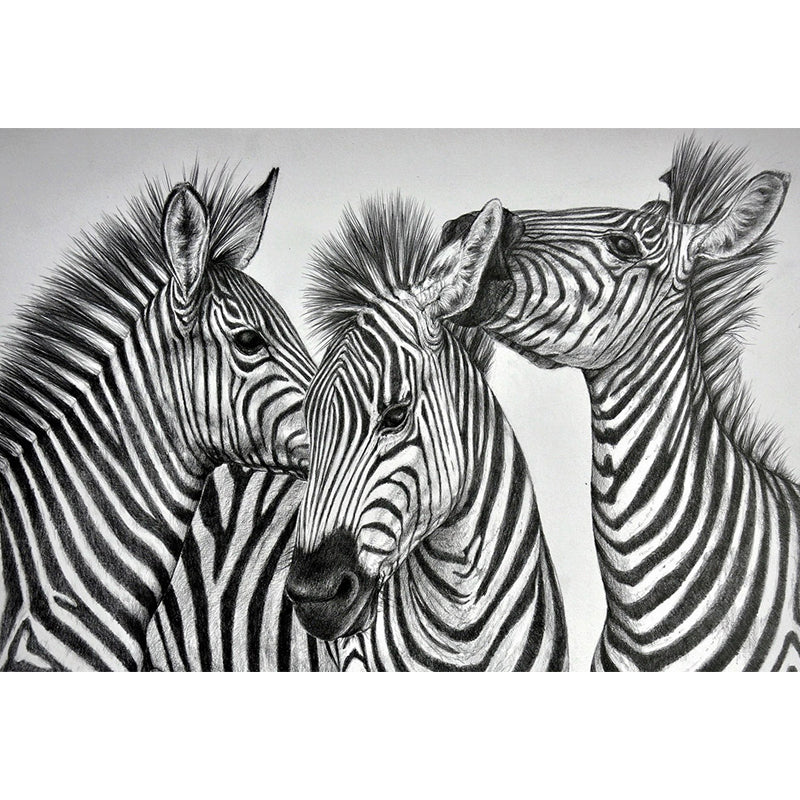 Modern Zebra Wall Mural Non-Woven Water-Proof Light Color Wall Art for Boys Bedroom Clearhalo 'Wall Decor' 'Wall Mural' 1647637