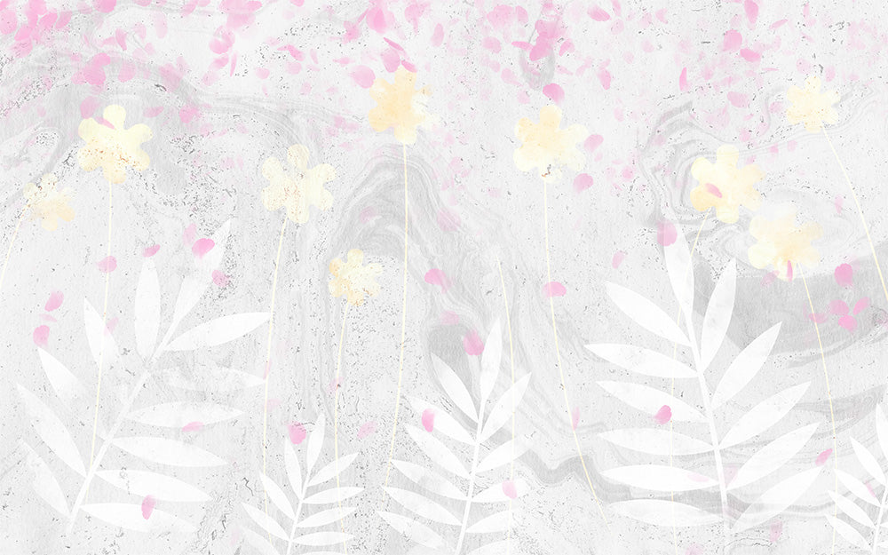 Light Color Flower Blossom Mural Moisture Resistant Modern Living Room Wall Covering Light Gray Clearhalo 'Wall Decor' 'Wall Mural' 1647655