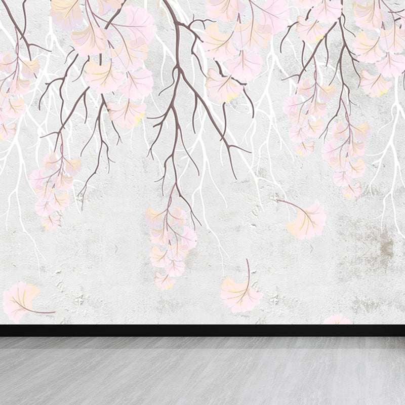 Light Color Flower Blossom Mural Moisture Resistant Modern Living Room Wall Covering Pink Clearhalo 'Wall Decor' 'Wall Mural' 1647660
