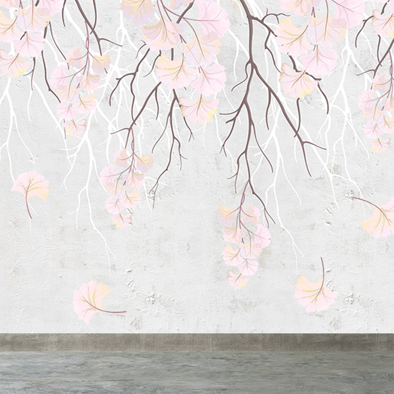 Light Color Flower Blossom Mural Moisture Resistant Modern Living Room Wall Covering Clearhalo 'Wall Decor' 'Wall Mural' 1647661