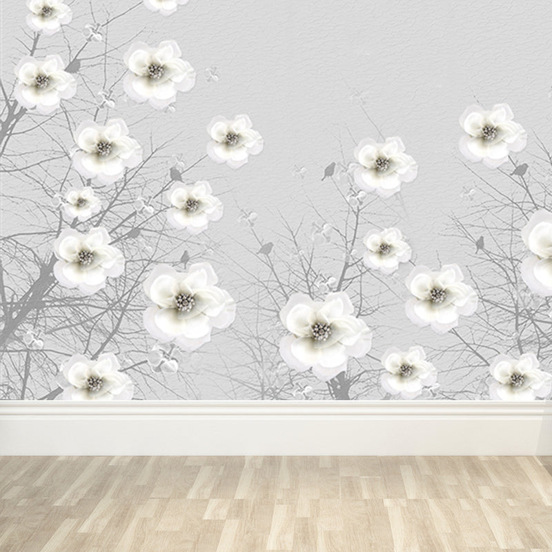 Light Color Flower Blossom Mural Moisture Resistant Modern Living Room Wall Covering Clearhalo 'Wall Decor' 'Wall Mural' 1647671