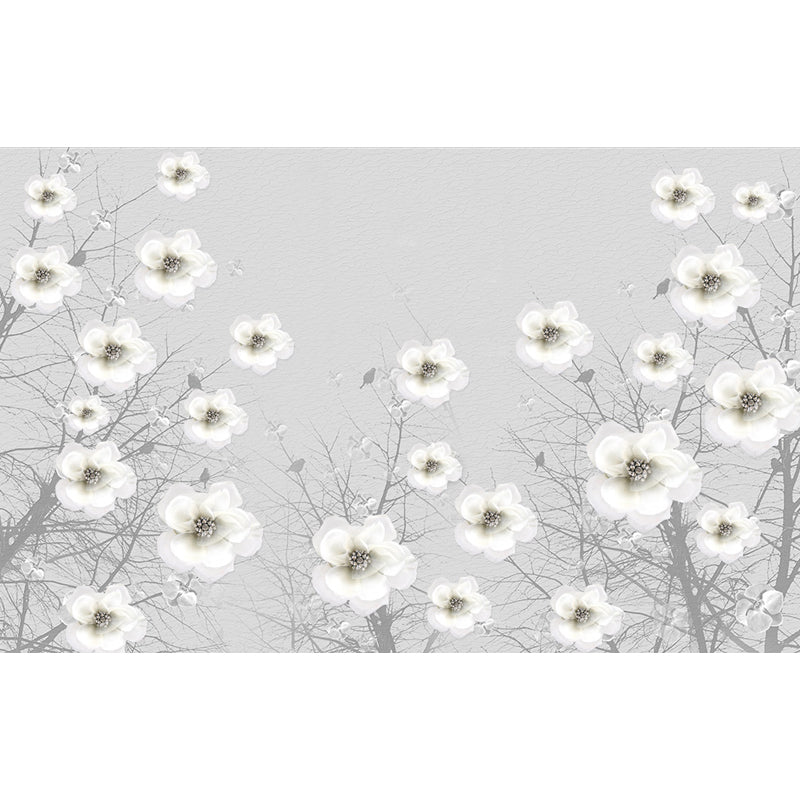 Light Color Flower Blossom Mural Moisture Resistant Modern Living Room Wall Covering Clearhalo 'Wall Decor' 'Wall Mural' 1647673