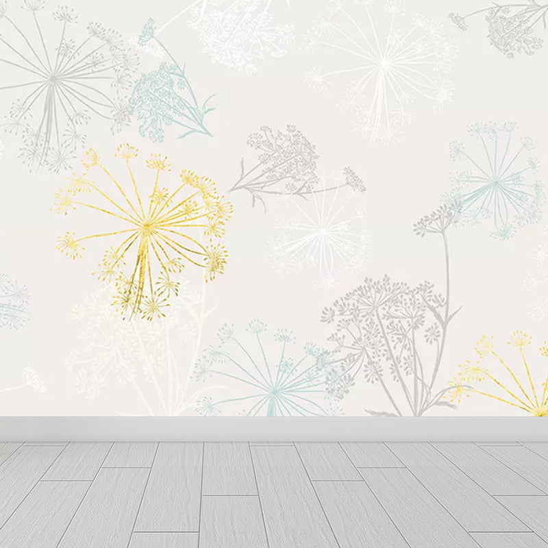 Whole Dandelion Mural Pastel Color Non-Woven Wall Art for Indoor Decor, Personalised Beige Clearhalo 'Wall Decor' 'Wall Mural' 1647705