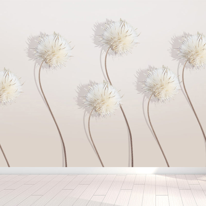 Whole Dandelion Mural Pastel Color Non-Woven Wall Art for Indoor Decor, Personalised Light Coffee Clearhalo 'Wall Decor' 'Wall Mural' 1647710