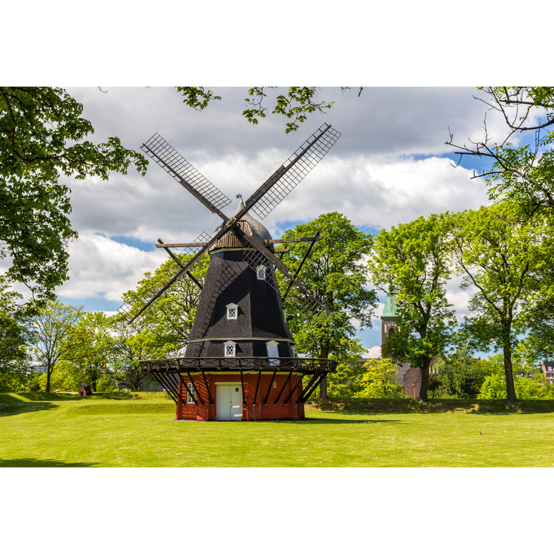 European Windmill Mural Wallpaper for Dining Room Summer Wall Decor, Custom Printed Clearhalo 'Wall Decor' 'Wall Mural' 1647718
