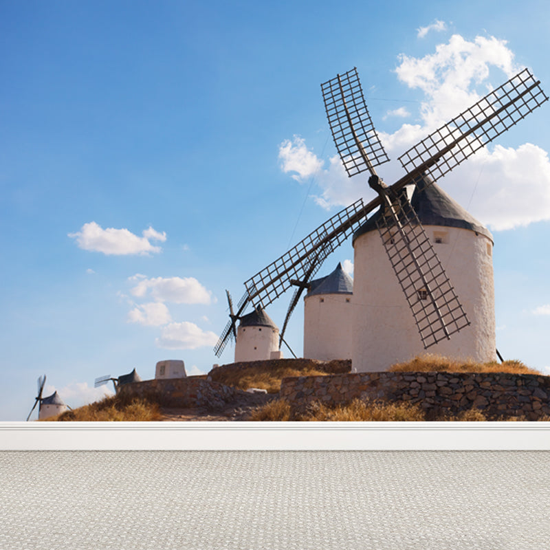 European Windmill Mural Wallpaper for Dining Room Summer Wall Decor, Custom Printed Clearhalo 'Wall Decor' 'Wall Mural' 1647721