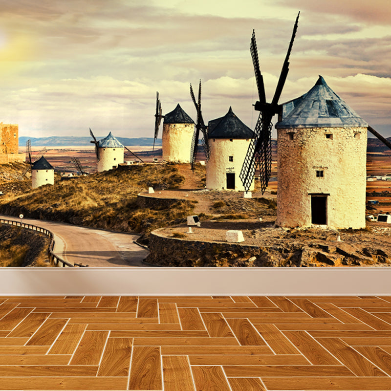 European Windmill Mural Wallpaper for Dining Room Summer Wall Decor, Custom Printed Clearhalo 'Wall Decor' 'Wall Mural' 1647727