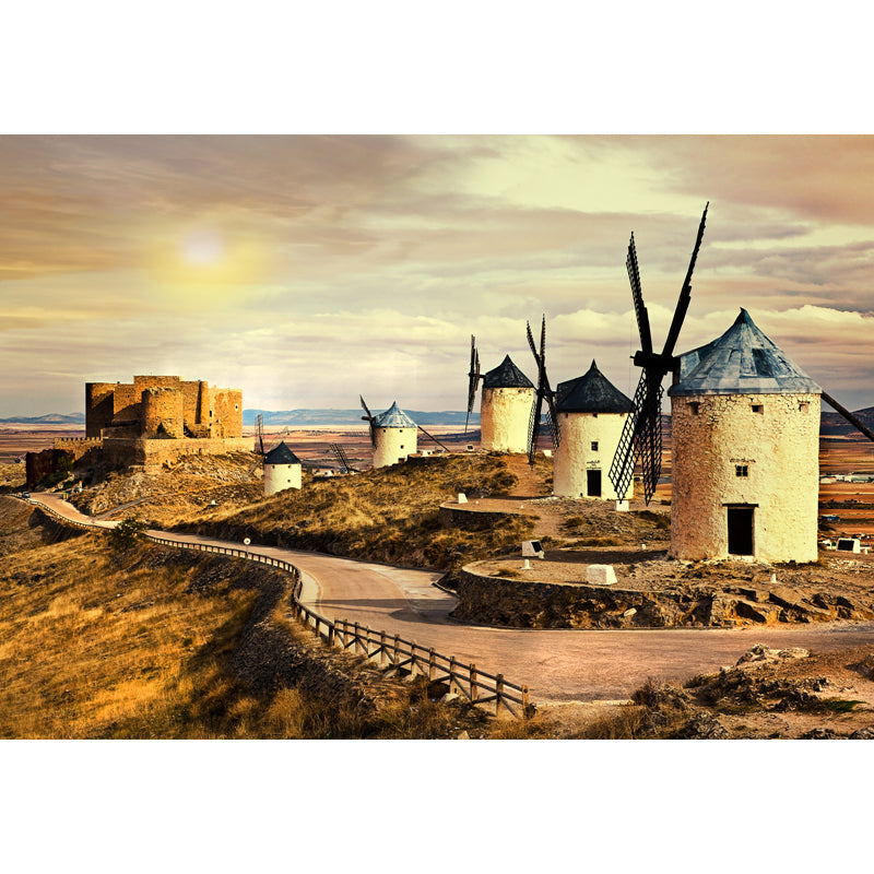 European Windmill Mural Wallpaper for Dining Room Summer Wall Decor, Custom Printed Clearhalo 'Wall Decor' 'Wall Mural' 1647728