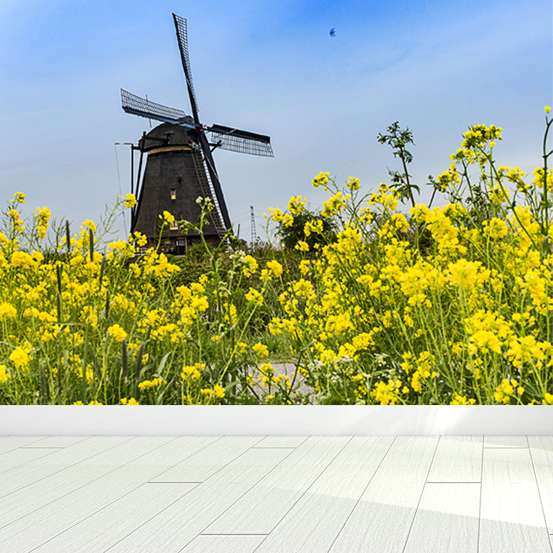 Whole Riverside Windmill Mural Decal for Wall Decor Contemporary Guest Room Wall Art Clearhalo 'Wall Decor' 'Wall Mural' 1647742