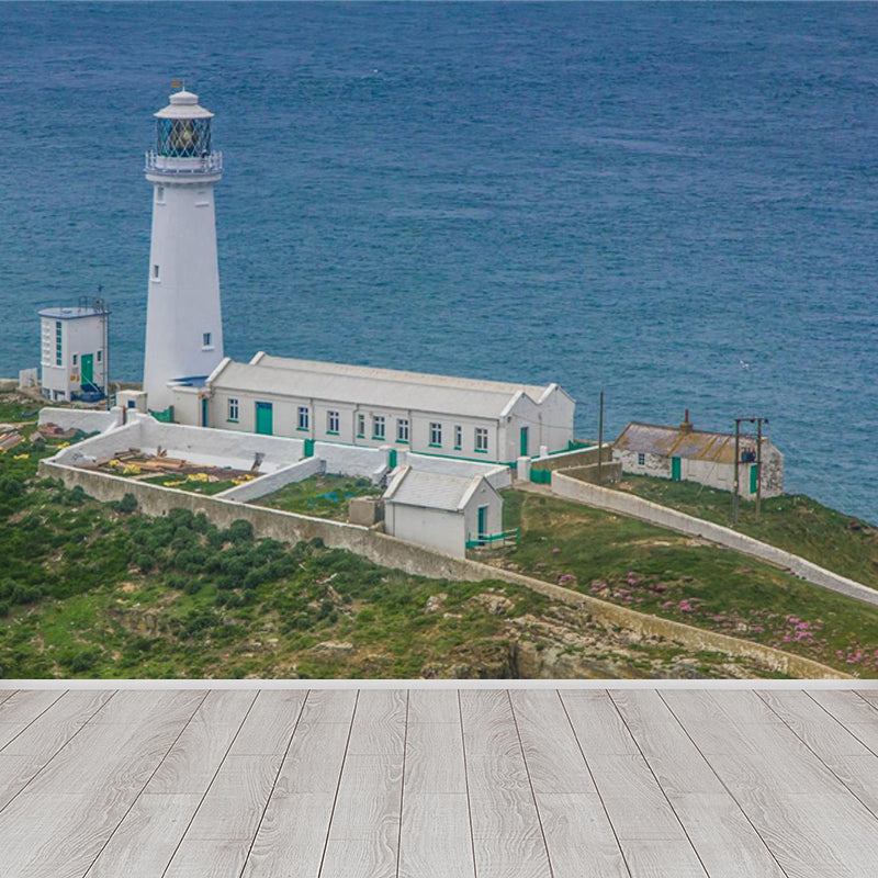 Extra Large Lighthouse Wall Mural Blue Non-Woven Wall Art for Interior Decor, Personalised Clearhalo 'Wall Decor' 'Wall Mural' 1647767