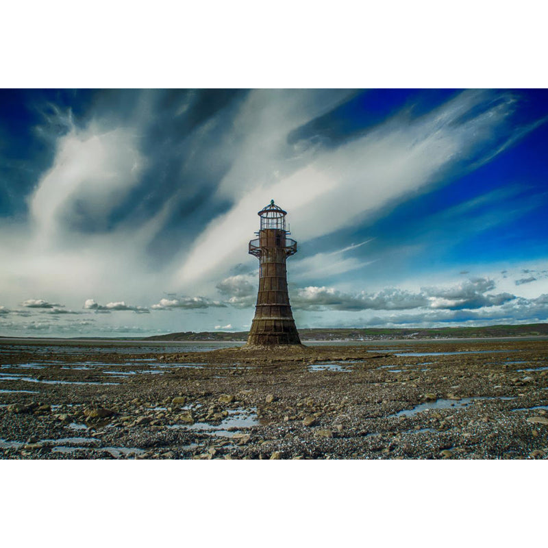 Extra Large Lighthouse Wall Mural Blue Non-Woven Wall Art for Interior Decor, Personalised Clearhalo 'Wall Decor' 'Wall Mural' 1647773