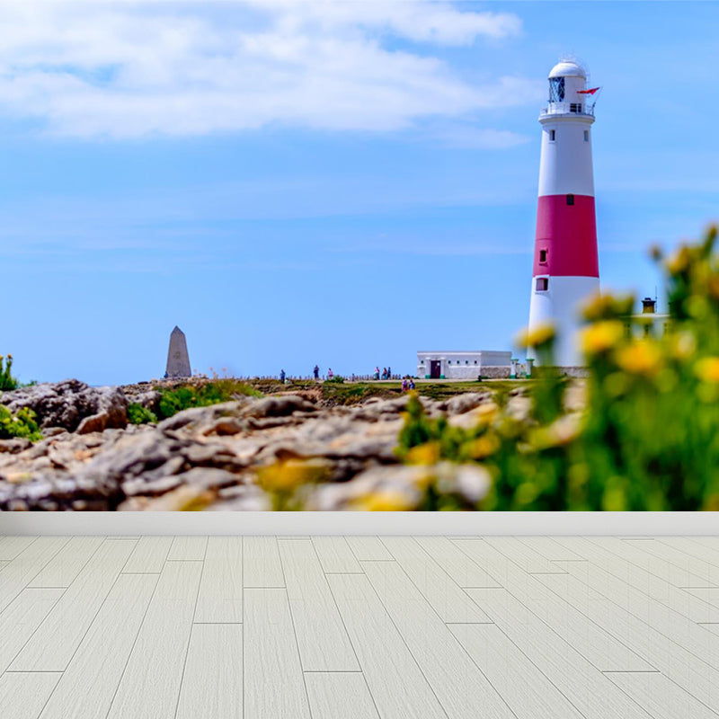 Stain-Proof Beacon in Morning Mural Decal Non-Woven Nautical Wall Decor for Boys Bedroom Clearhalo 'Wall Decor' 'Wall Mural' 1647776