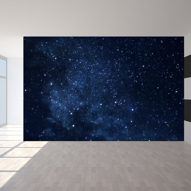 Night Sky Constellations Mural Decal Contemporary Non-Woven Texture Wall Covering in Blue Clearhalo 'Wall Decor' 'Wall Mural' 1647797