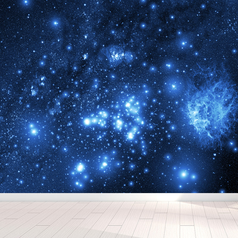 Mysterious Outer Space Mural Wallpaper Contemporary Non-Woven Cloth Wall Covering Blue Design 1 Clearhalo 'Wall Decor' 'Wall Mural' 1647818