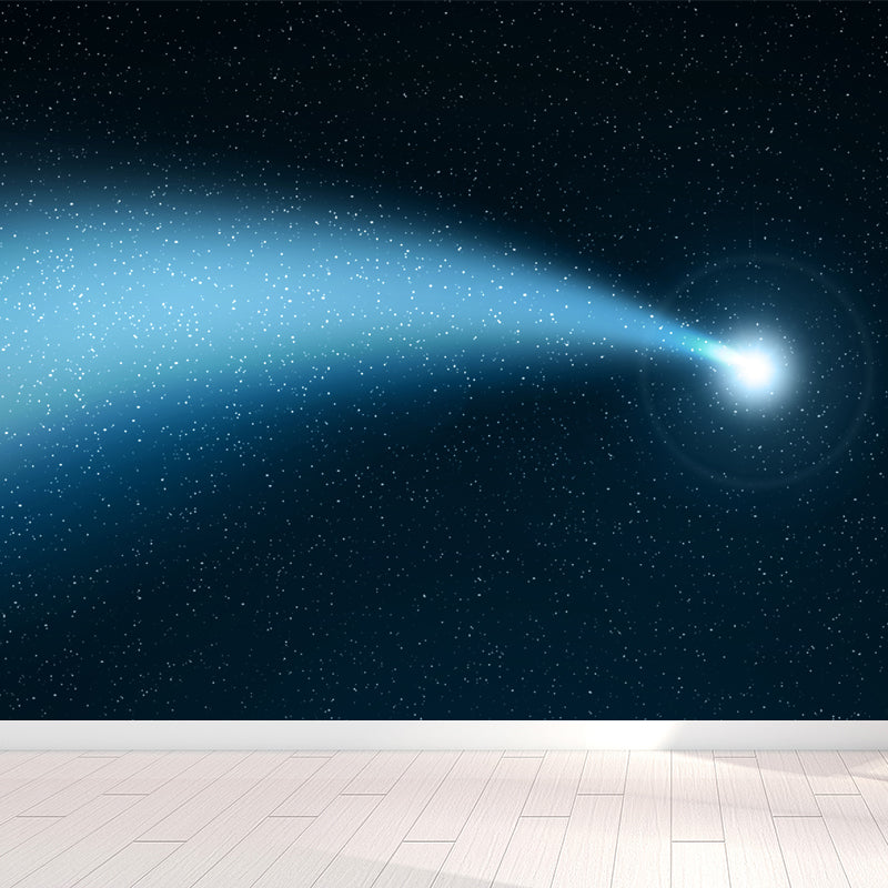 Modern Starry Night Scene Mural Wallpaper Blue Astronomical Landscape Wall Covering Clearhalo 'Wall Decor' 'Wall Mural' 1647840