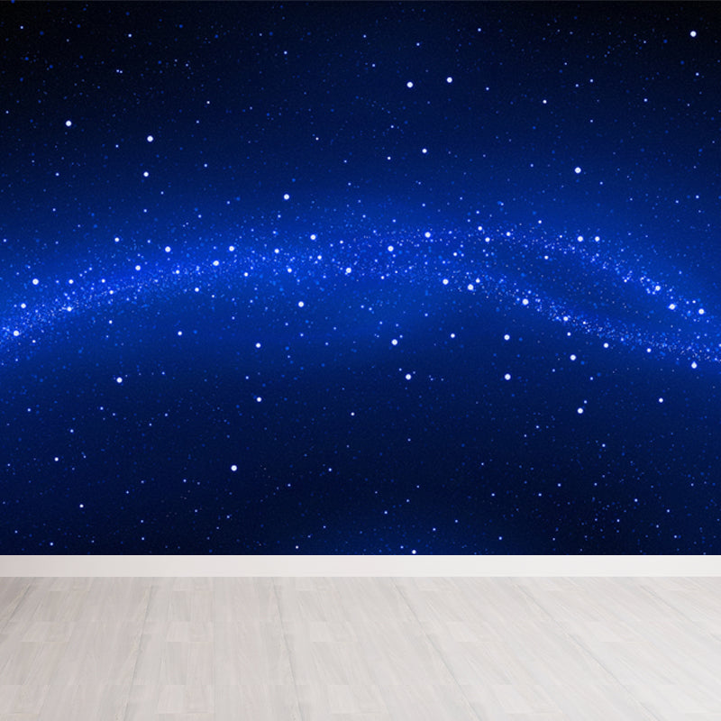 Modern Starry Night Scene Mural Wallpaper Blue Astronomical Landscape Wall Covering Blue Design 3 Clearhalo 'Wall Decor' 'Wall Mural' 1647848