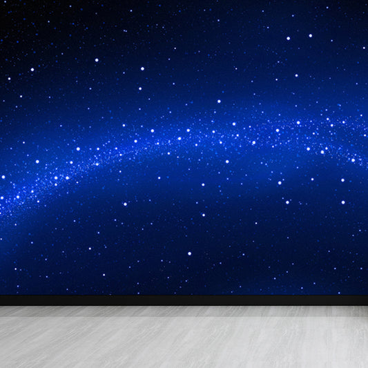 Modern Starry Night Scene Mural Wallpaper Blue Astronomical Landscape Wall Covering Clearhalo 'Wall Decor' 'Wall Mural' 1647849
