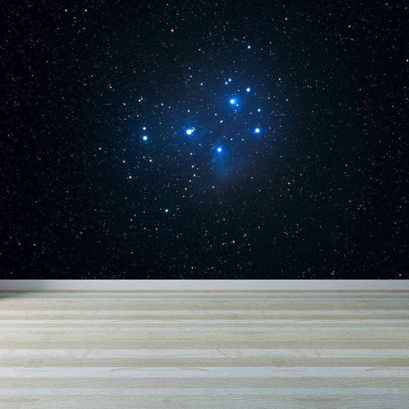 Modern Starry Night Scene Mural Wallpaper Blue Astronomical Landscape Wall Covering Blue Design 4 Clearhalo 'Wall Decor' 'Wall Mural' 1647853