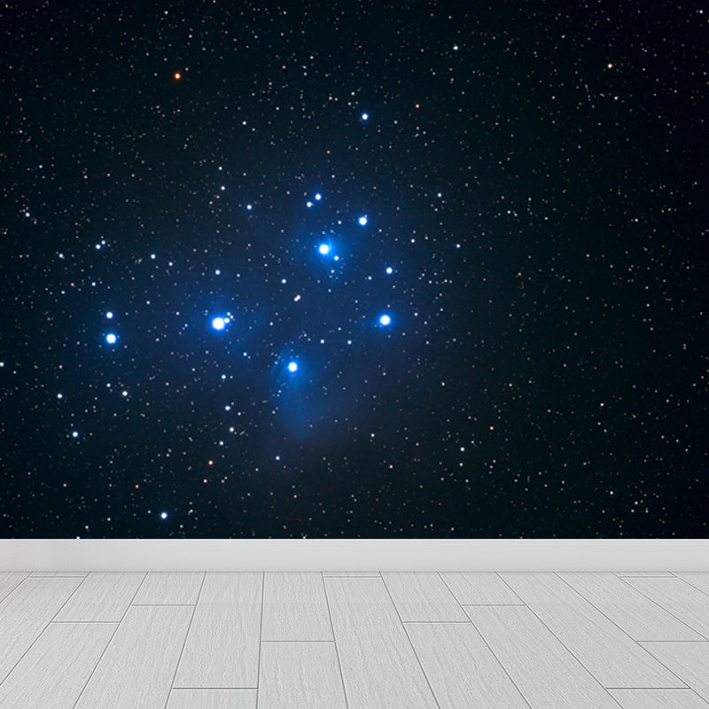 Modern Starry Night Scene Mural Wallpaper Blue Astronomical Landscape Wall Covering Clearhalo 'Wall Decor' 'Wall Mural' 1647854