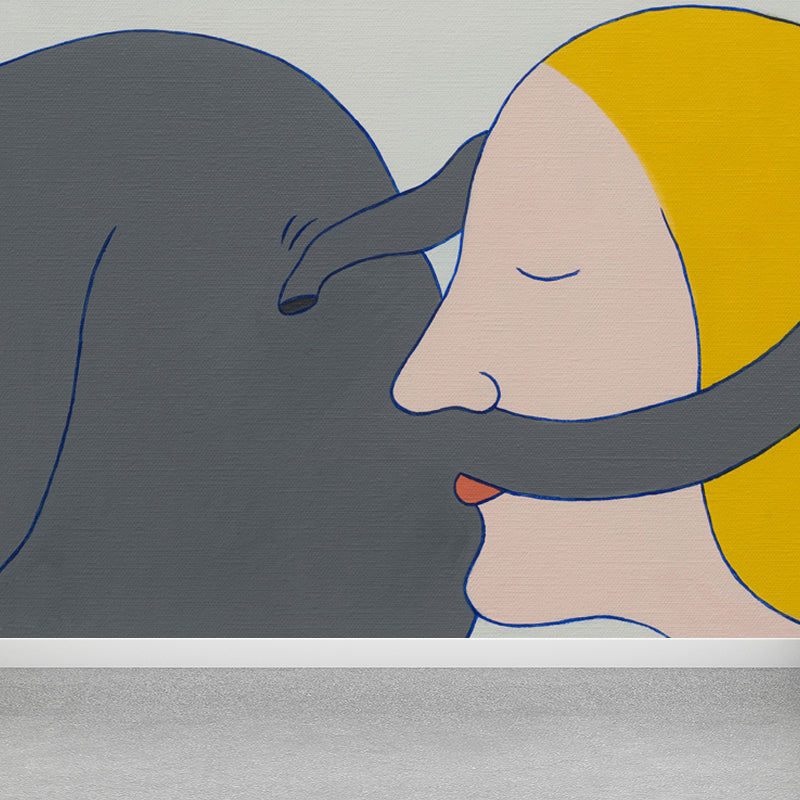 Novelty Figure View Mural Wallpaper Contemporary Art Non-Woven Cloth Wall Covering Grey Design 1 Clearhalo 'Wall Decor' 'Wall Mural' 1647878