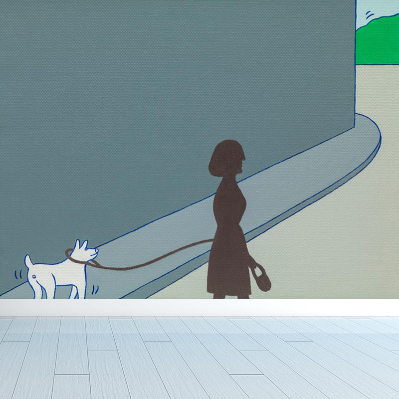 Novelty Figure View Mural Wallpaper Contemporary Art Non-Woven Cloth Wall Covering Grey Design 3 Clearhalo 'Wall Decor' 'Wall Mural' 1647888