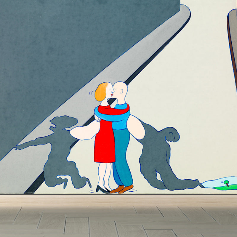 Novelty Figure View Mural Wallpaper Contemporary Art Non-Woven Cloth Wall Covering Grey Design 4 Clearhalo 'Wall Decor' 'Wall Mural' 1647893