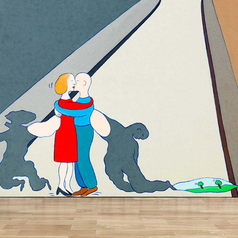 Novelty Figure View Mural Wallpaper Contemporary Art Non-Woven Cloth Wall Covering Grey custom Design 4 Clearhalo 'Wall Decor' 'Wall Mural' 1647895