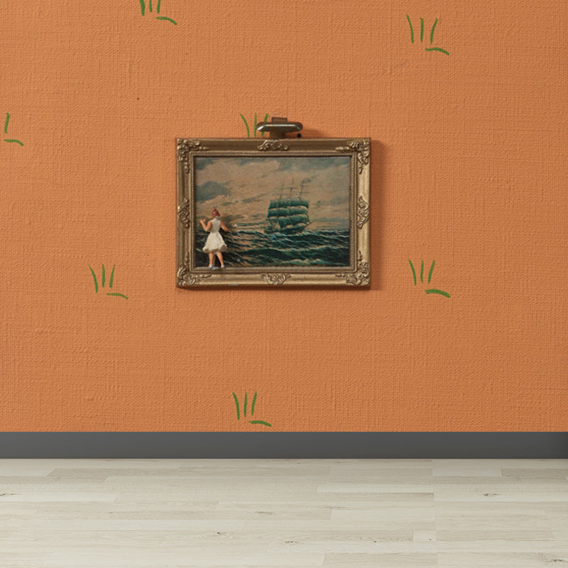 Modern Aesthetics Art Mural Decal Light Color Stain-Proofing Wall Decor for Bedroom Orange Clearhalo 'Wall Decor' 'Wall Mural' 1647898