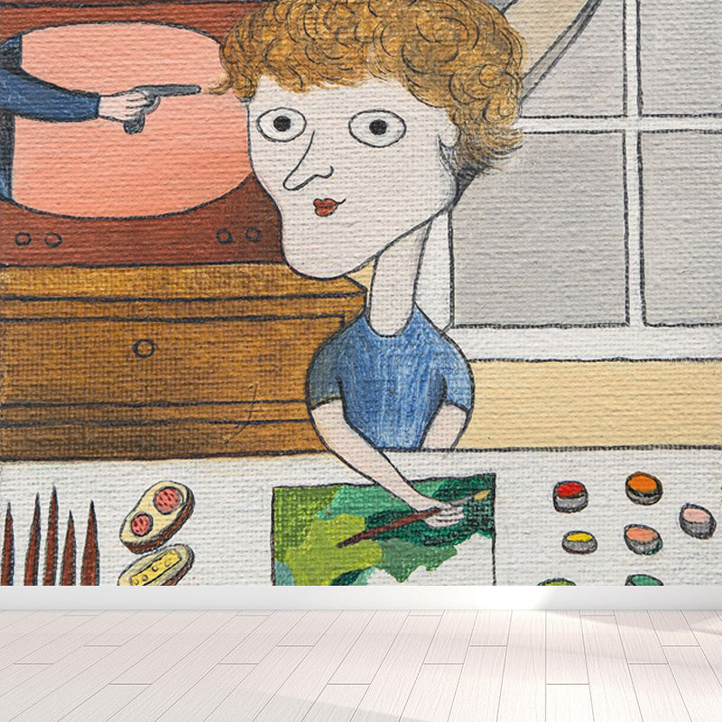 Modern Aesthetics Art Mural Decal Light Color Stain-Proofing Wall Decor for Bedroom Brown Clearhalo 'Wall Decor' 'Wall Mural' 1647908