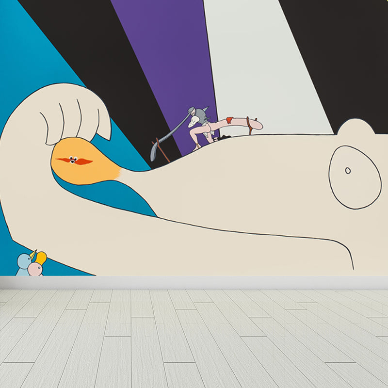 Modern Aesthetics Art Mural Decal Light Color Stain-Proofing Wall Decor for Bedroom Clearhalo 'Wall Decor' 'Wall Mural' 1647914