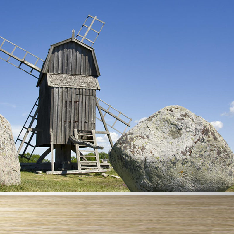 Delectable Windmill Mural Wallpaper for Dining Room Spring Wall Decor, Customised Clearhalo 'Wall Decor' 'Wall Mural' 1647920