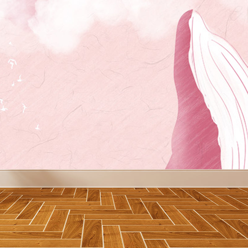 Kid's Style Great Whale Mural Decal Light Color Waterproofing Wall Decor for Childrens Room Clearhalo 'Wall Decor' 'Wall Mural' 1648009