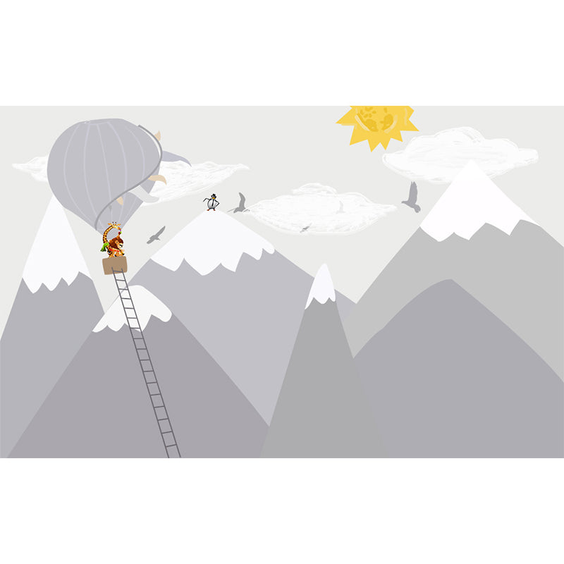 Waterproof Balloon and Mountain Mural Children's Art Non-Woven Wall Decor, Custom Clearhalo 'Wall Decor' 'Wall Mural' 1648086
