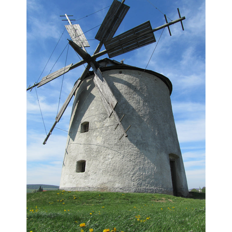 Giant Contemporary Wall Mural in Blue Windmill and Sky Scene Wall Decor, Custom Printed Clearhalo 'Wall Decor' 'Wall Mural' 1648101