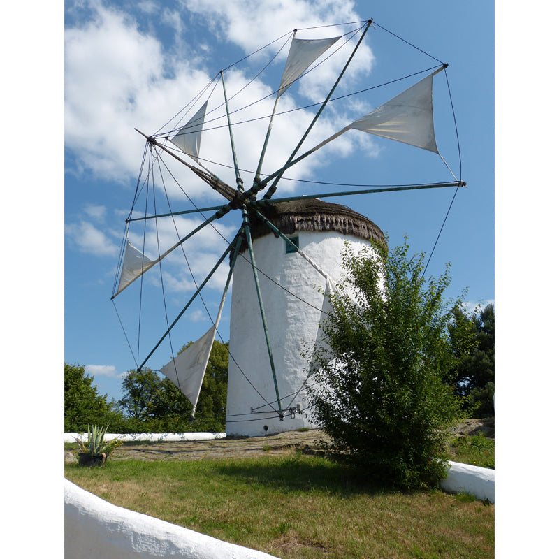 Giant Contemporary Wall Mural in Blue Windmill and Sky Scene Wall Decor, Custom Printed Clearhalo 'Wall Decor' 'Wall Mural' 1648106