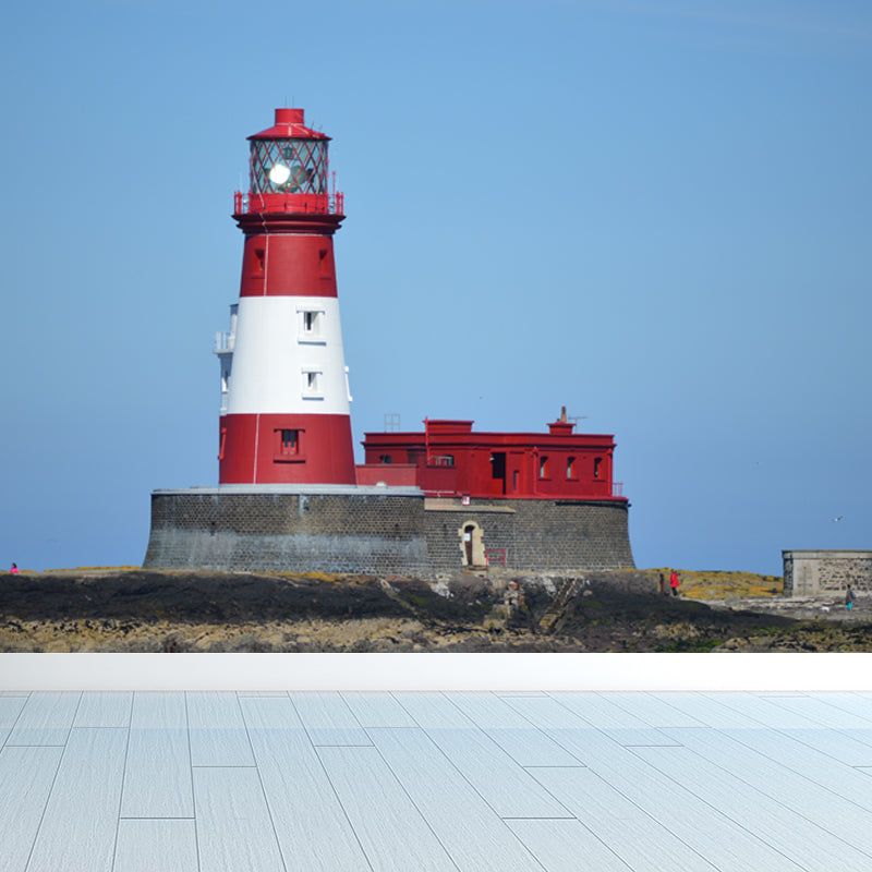 Relaxing Beacon Mural Wallpaper for Dining Room Spring Wall Covering, Customised Blue Design 1 Clearhalo 'Wall Decor' 'Wall Mural' 1648113