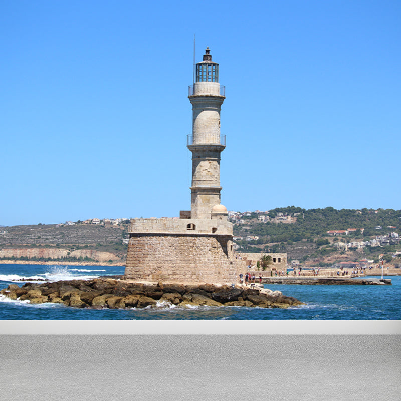 Relaxing Beacon Mural Wallpaper for Dining Room Spring Wall Covering, Customised Blue Design 2 Clearhalo 'Wall Decor' 'Wall Mural' 1648118