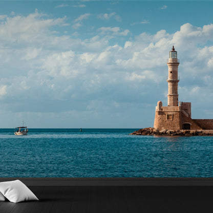 Relaxing Beacon Mural Wallpaper for Dining Room Spring Wall Covering, Customised Blue Design 3 Clearhalo 'Wall Decor' 'Wall Mural' 1648123