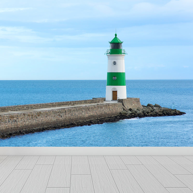 Relaxing Beacon Mural Wallpaper for Dining Room Spring Wall Covering, Customised Clearhalo 'Wall Decor' 'Wall Mural' 1648130