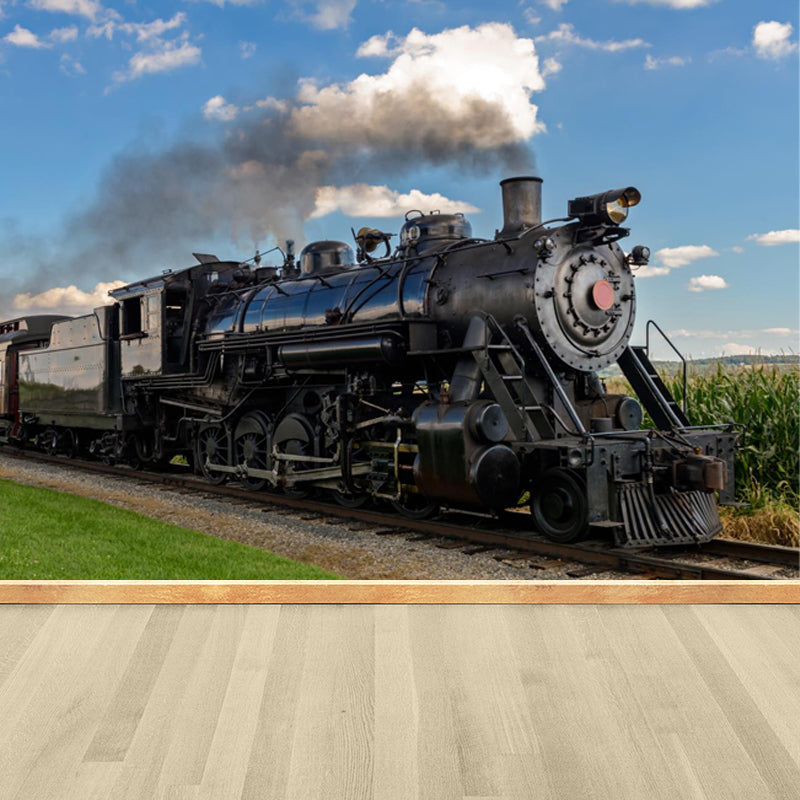 Whole Train Print Mural Decal for Indoor Decor Industrial Guest Room Wall Covering Clearhalo 'Wall Decor' 'Wall Mural' 1648155