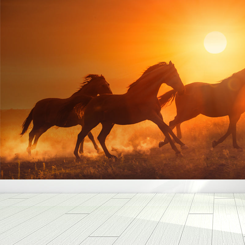 Running Horse and Sunset Mural Decal for Boys Bedroom Animals Wall Decor, Custom Clearhalo 'Wall Decor' 'Wall Mural' 1648169