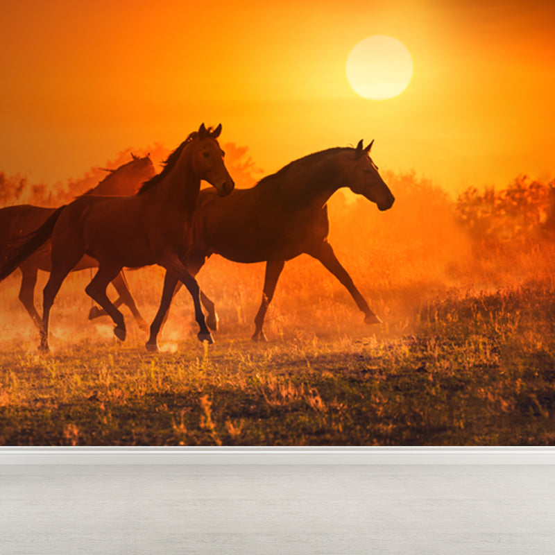 Running Horse and Sunset Mural Decal for Boys Bedroom Animals Wall Decor, Custom Clearhalo 'Wall Decor' 'Wall Mural' 1648175